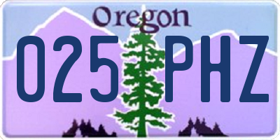 OR license plate 025PHZ