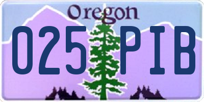 OR license plate 025PIB