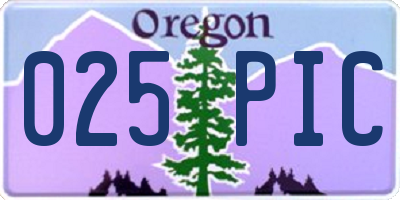 OR license plate 025PIC