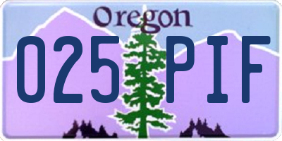 OR license plate 025PIF