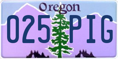 OR license plate 025PIG