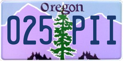 OR license plate 025PII