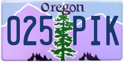 OR license plate 025PIK