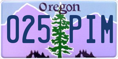 OR license plate 025PIM