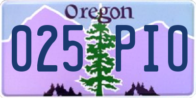 OR license plate 025PIO