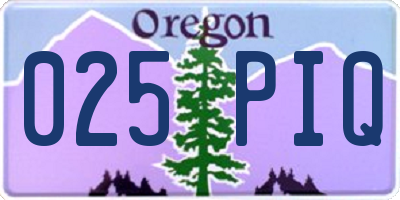 OR license plate 025PIQ