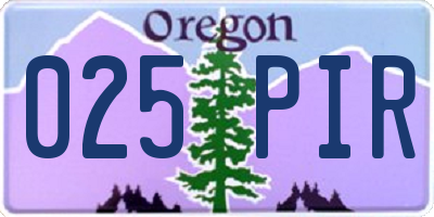 OR license plate 025PIR