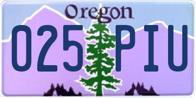 OR license plate 025PIU