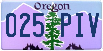 OR license plate 025PIV