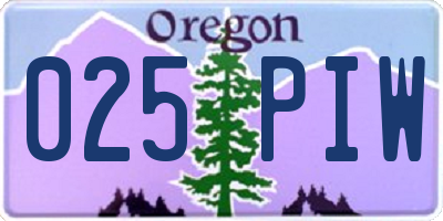 OR license plate 025PIW