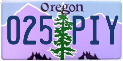 OR license plate 025PIY