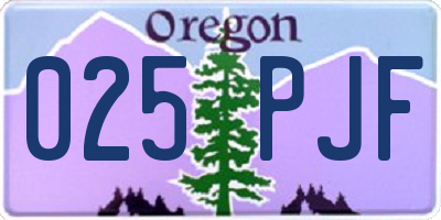 OR license plate 025PJF
