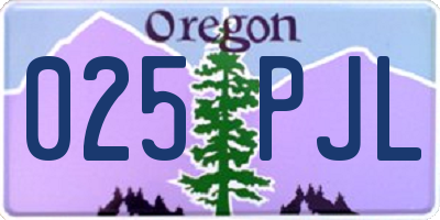 OR license plate 025PJL