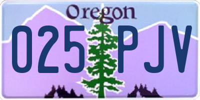OR license plate 025PJV