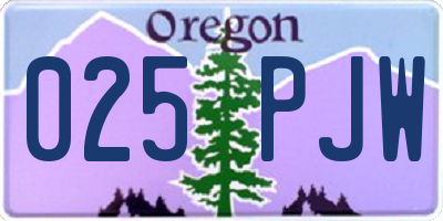 OR license plate 025PJW