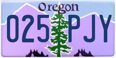 OR license plate 025PJY