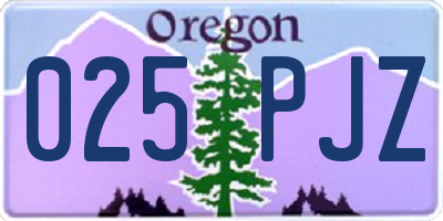 OR license plate 025PJZ