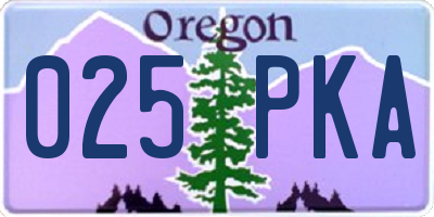 OR license plate 025PKA