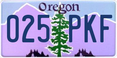 OR license plate 025PKF
