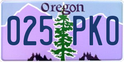 OR license plate 025PKO