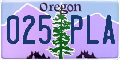 OR license plate 025PLA