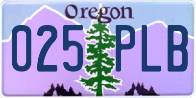 OR license plate 025PLB
