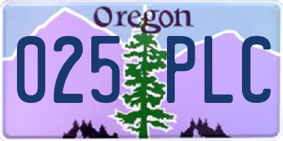 OR license plate 025PLC