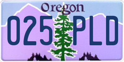 OR license plate 025PLD