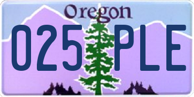 OR license plate 025PLE
