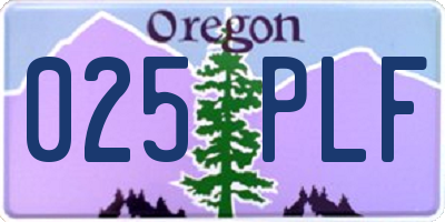 OR license plate 025PLF