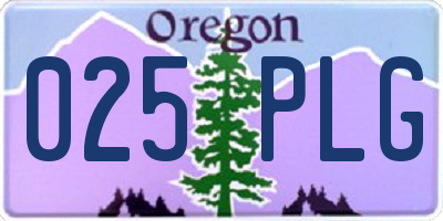 OR license plate 025PLG