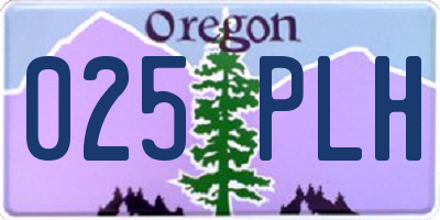 OR license plate 025PLH