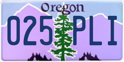 OR license plate 025PLI