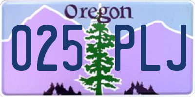 OR license plate 025PLJ