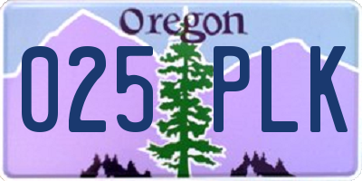 OR license plate 025PLK