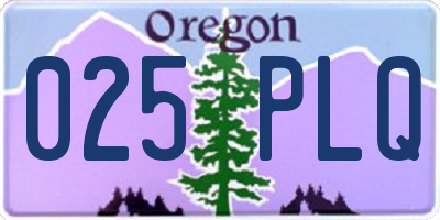 OR license plate 025PLQ