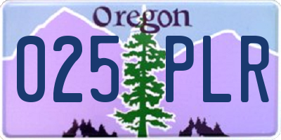 OR license plate 025PLR