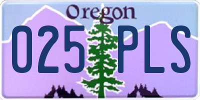 OR license plate 025PLS