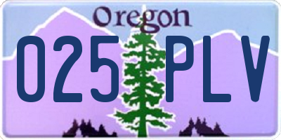 OR license plate 025PLV