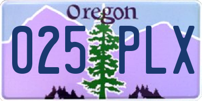 OR license plate 025PLX