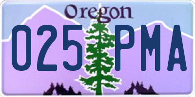 OR license plate 025PMA