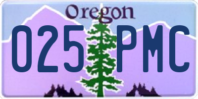 OR license plate 025PMC