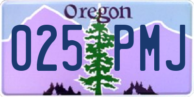OR license plate 025PMJ