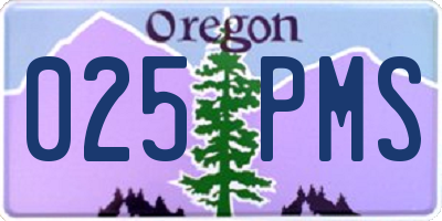 OR license plate 025PMS