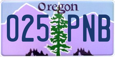OR license plate 025PNB