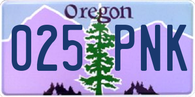 OR license plate 025PNK
