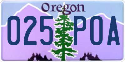 OR license plate 025POA