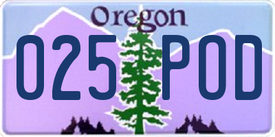 OR license plate 025POD