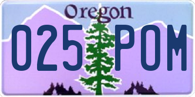 OR license plate 025POM
