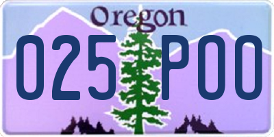 OR license plate 025POO